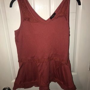 Pink/red tank with lace layered detailing